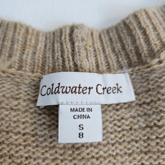 Coldwater Creek lambswool angora blend open cardigan tan S/8 - Picture 3 of 7